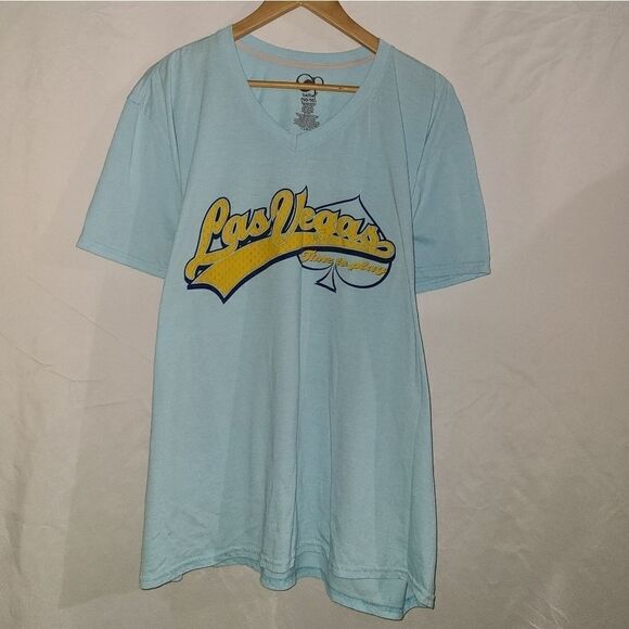 OP Las Vegas Spade Time To Play Blue V Neck T-shirt Size 2XL (50-52) - Picture 1 of 5